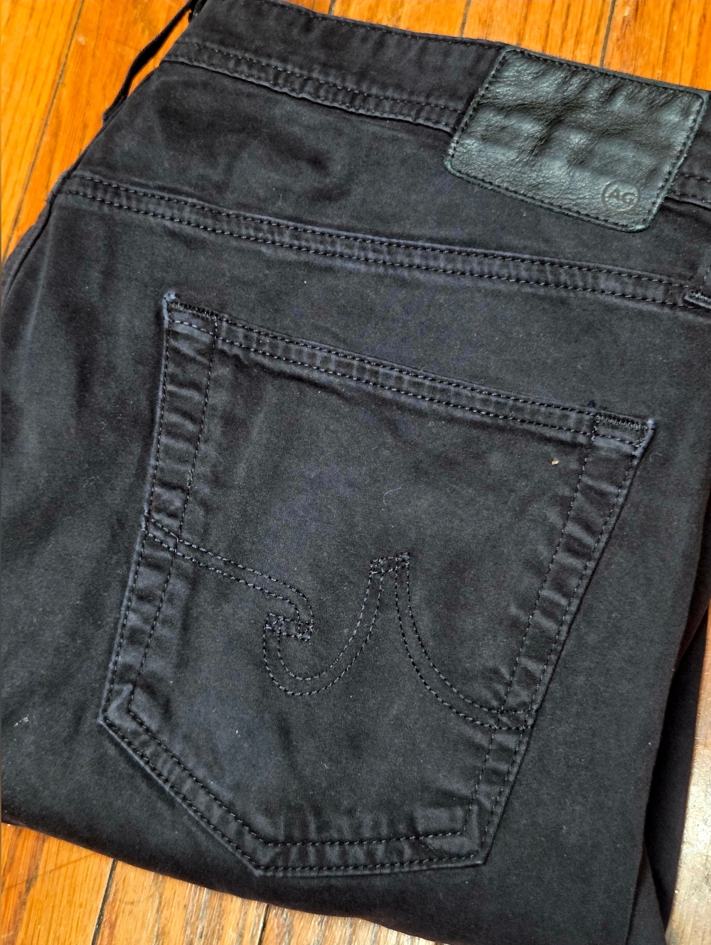 AG Adriano Goldschmied Graduate Tailored Leg 36x32 Pants Jeans Black Chino B1